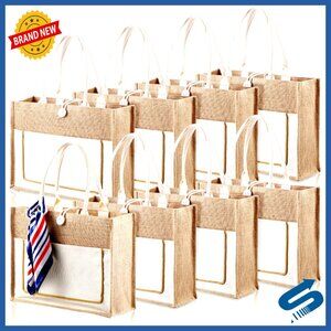 Reusable Jute Tote Bags Bulk Large Canvas Gift Bags for Wedding Travel